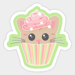 Sweet Kitty Cat Cupcake Sticker